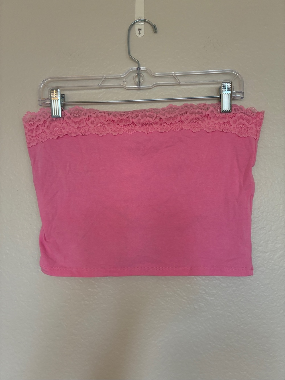 Cotton On Pink Lace Trim Tube Top Strapless Bandeau Size L Cottagecore Colorful